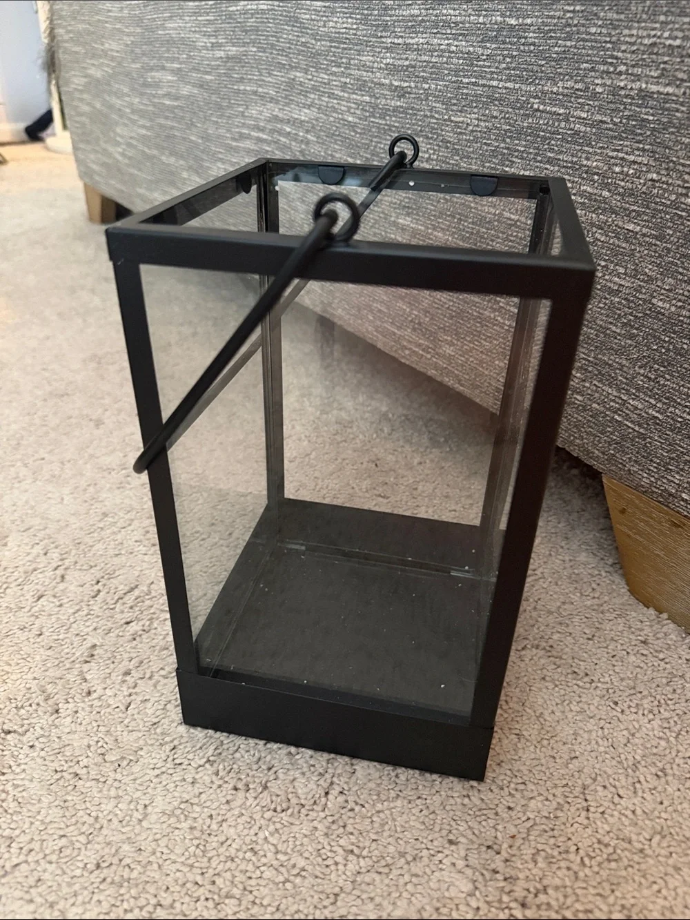 Black Glass Metal Lantern -